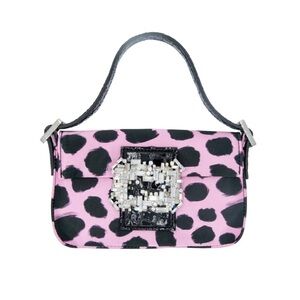 Gedebe Mini Habibi Satin Leopard Purse Pink NEW